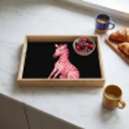 Zebra - Roze - Gestreept Dienblad Rechthoek middel -sfeer2