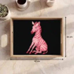 Zebra - Roze - Gestreept Dienblad Rechthoek middel -USP_Formaat