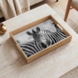 Zebra's - Zwart - Wit Dienblad Rechthoek middel -sfeer1