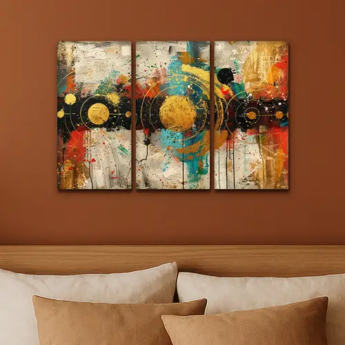Abstract - Goud - Vormen Canvas - Meerluiken 3 luik klein -sfeer2