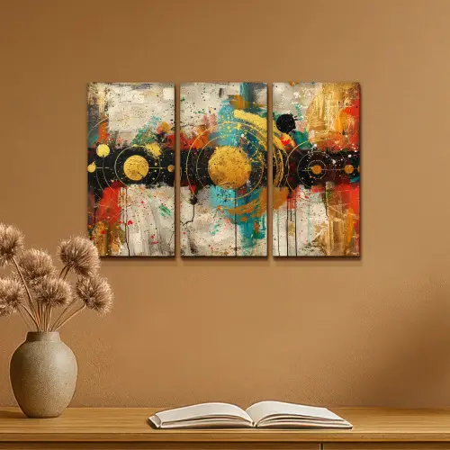 Abstract - Goud - Vormen Canvas - Meerluiken 3 luik klein -sfeer5
