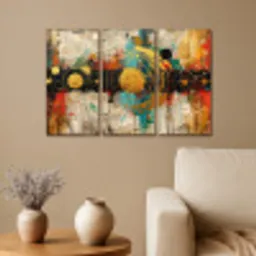 Abstract - Goud - Vormen Canvas - Meerluiken 3 luik klein -sfeer1