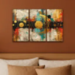 Abstract - Goud - Vormen Canvas - Meerluiken 3 luik klein -sfeer2