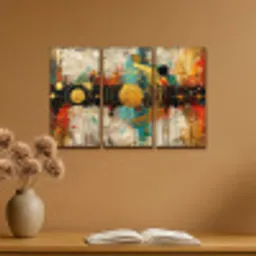 Abstract - Goud - Vormen Canvas - Meerluiken 3 luik klein -sfeer5