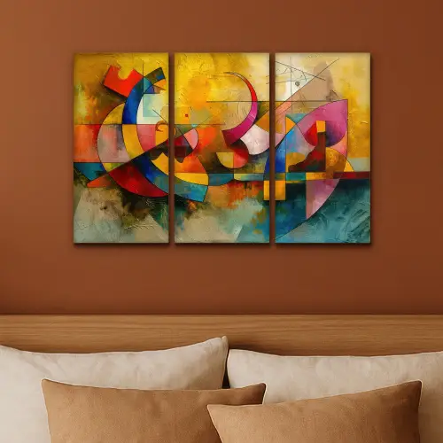 Kleurrijk - Geometrisch - Abstract Canvas - Meerluiken 3 luik klein -sfeer2