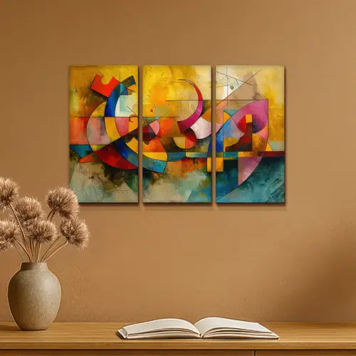 Kleurrijk - Geometrisch - Abstract Canvas - Meerluiken 3 luik klein -sfeer5