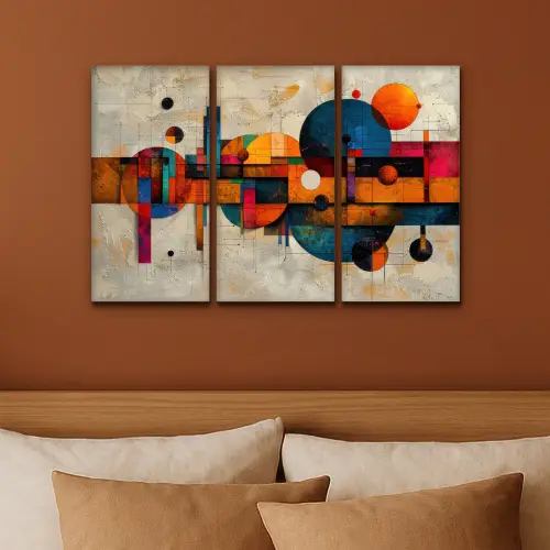 Kleurrijk - Geometrisch - Abstract - Aesthetic Canvas - Meerluiken 3 luik klein -sfeer2