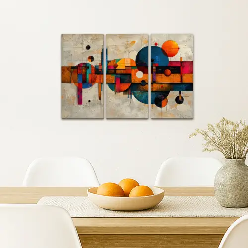 Kleurrijk - Geometrisch - Abstract - Aesthetic Canvas - Meerluiken 3 luik klein -sfeer4