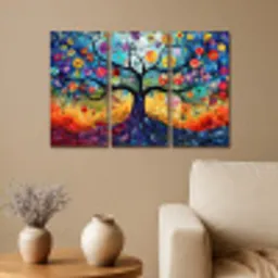 Kleurrijk - Levensboom - Bloemen - Abstract Canvas - Meerluiken 3 luik klein -sfeer1