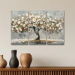 Boom - Abstract - Wit - Bloesem Canvas - Meerluiken 3 luik klein -sfeer3
