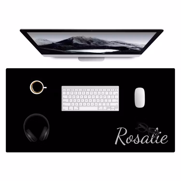 Desk mat - Name with black background — 2
