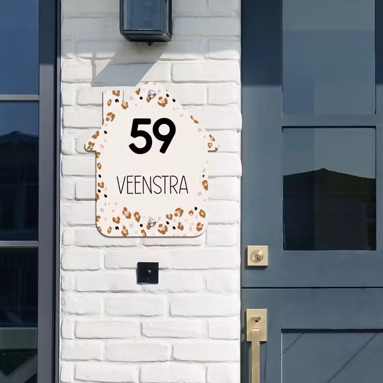 House-shaped Nameplate – Panther Print — 2
