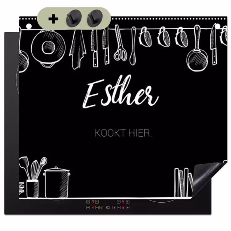 2-in-1 induction hob protector - Black kitchen — 1