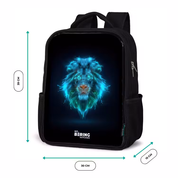 Kids' Backpacks Black - Luminous lion — 2