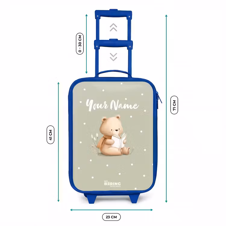 Kids’ Suitcase - Blue - A brown bear reading a book - Green — 8