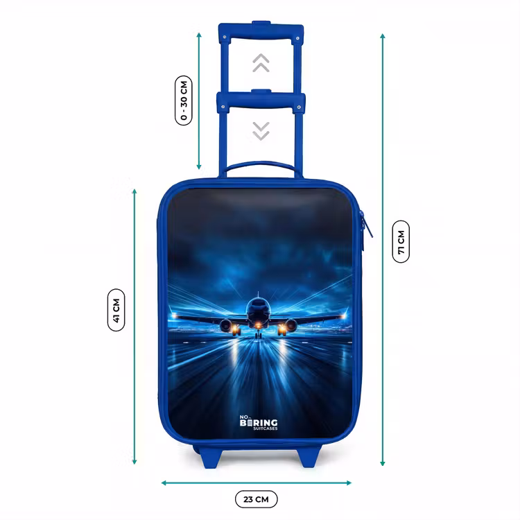 Kids’ Suitcase - Blue - Airplane taking off in futuristic nightscape — 8