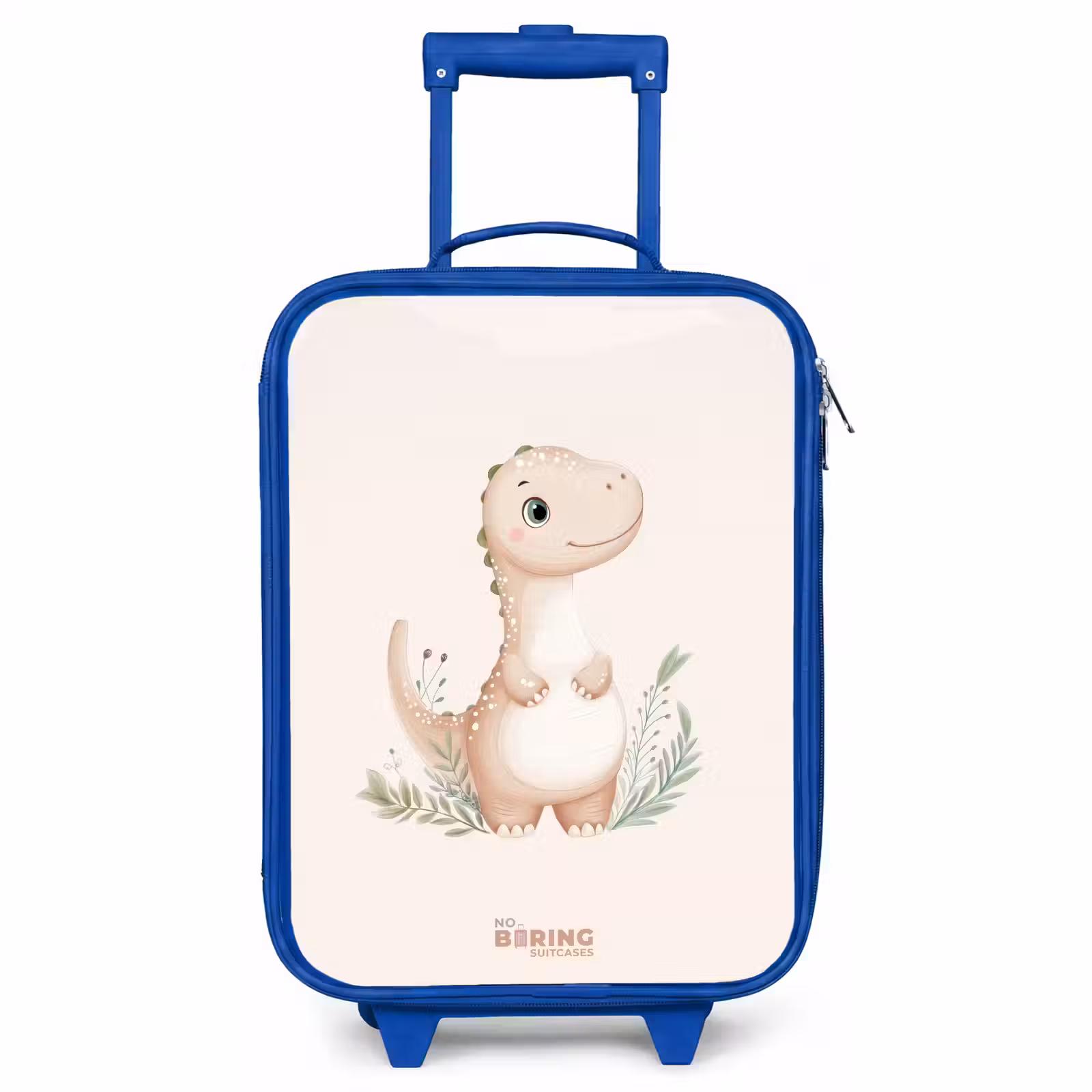 Kids’ Suitcase - Blue - Beige dinosaur with green leaves — 1