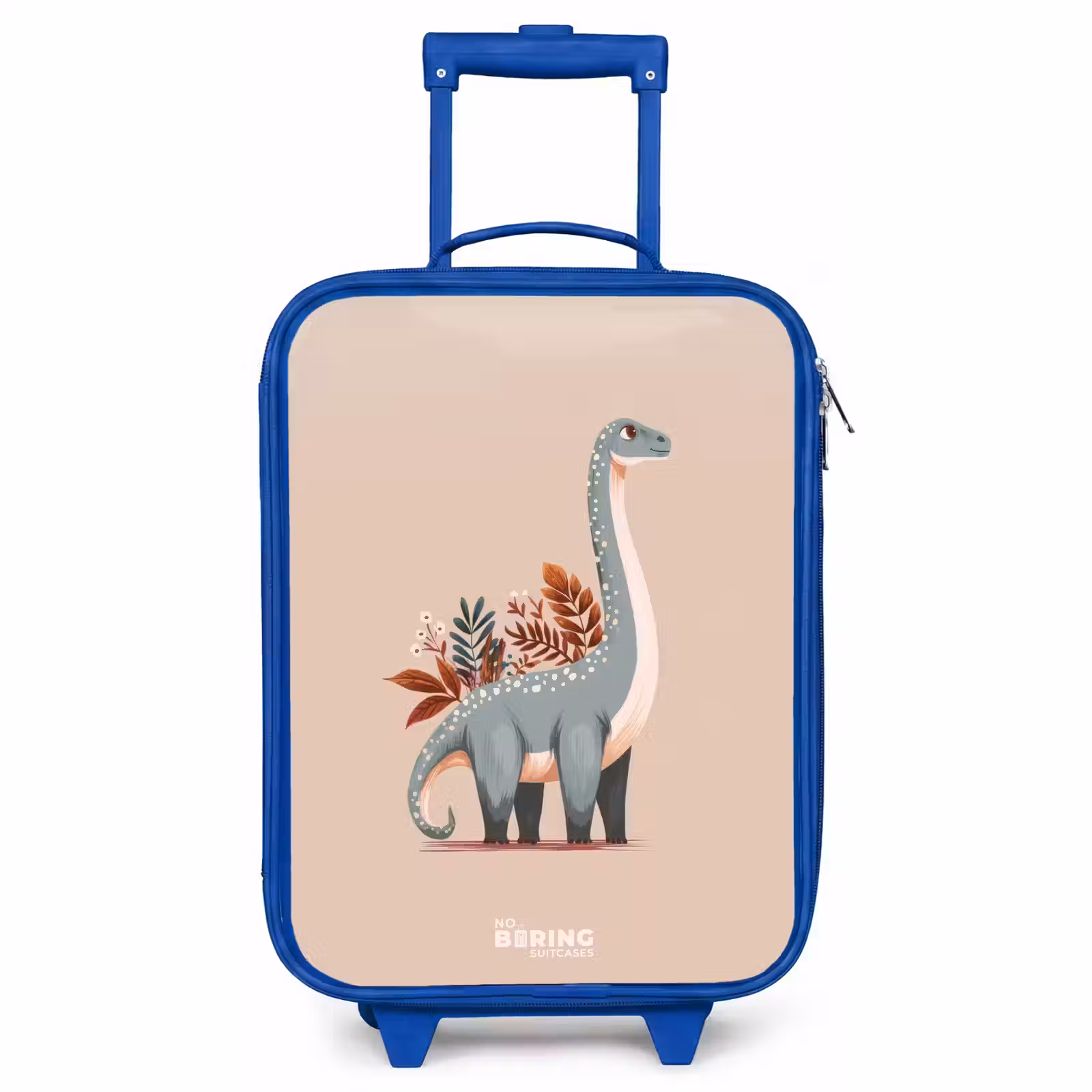 Kids’ Suitcase - Blue - Blue dinosaur on a beige background — 1