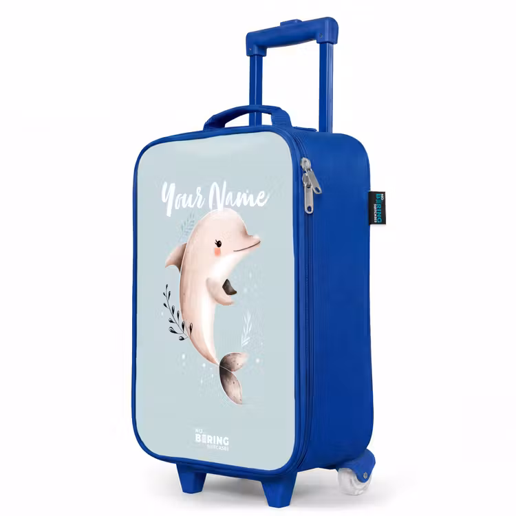 Kids’ Suitcase - Blue - Beige dolphin in blue water — 3