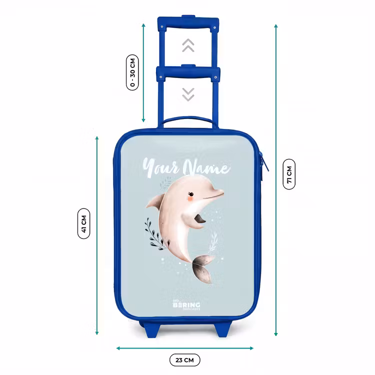 Kids’ Suitcase - Blue - Beige dolphin in blue water — 8
