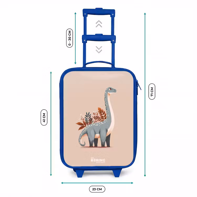 Kids’ Suitcase - Blue - Blue dinosaur on a beige background — 8