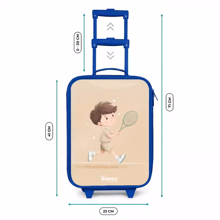 Kids’ Suitcase - Blue - Boy plays tennis on sand-colored background — 8