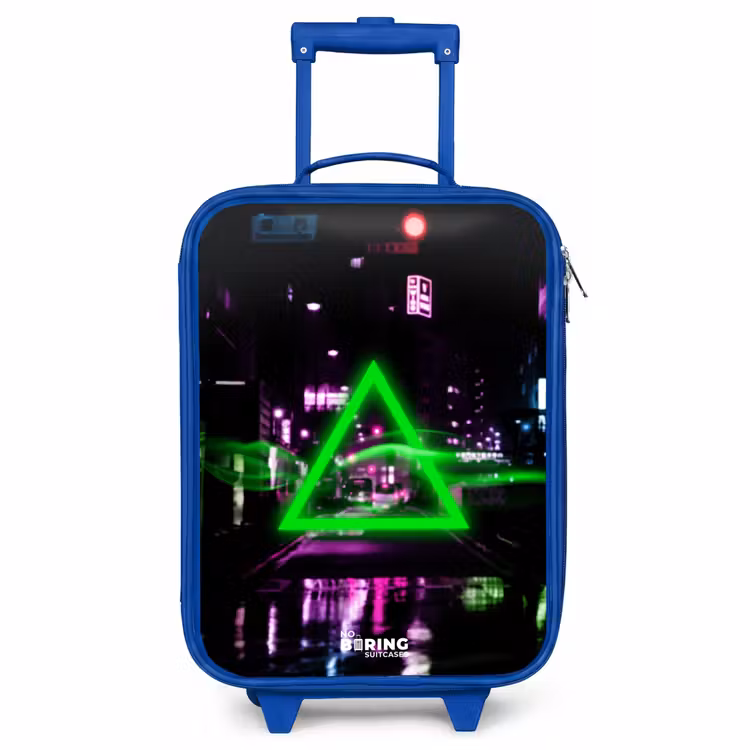 Kids’ Suitcase - Blue - Bright green triangle over a city street — 1