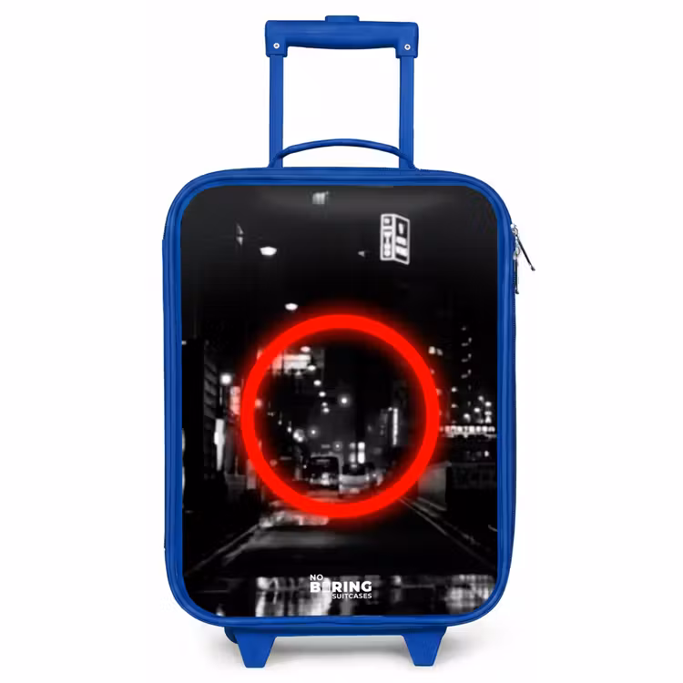 Kids’ Suitcase - Blue - Bright red circle over a city street — 1