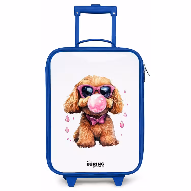 Kids’ Suitcase - Blue - Brown dog with pink glasses and gumball — 2