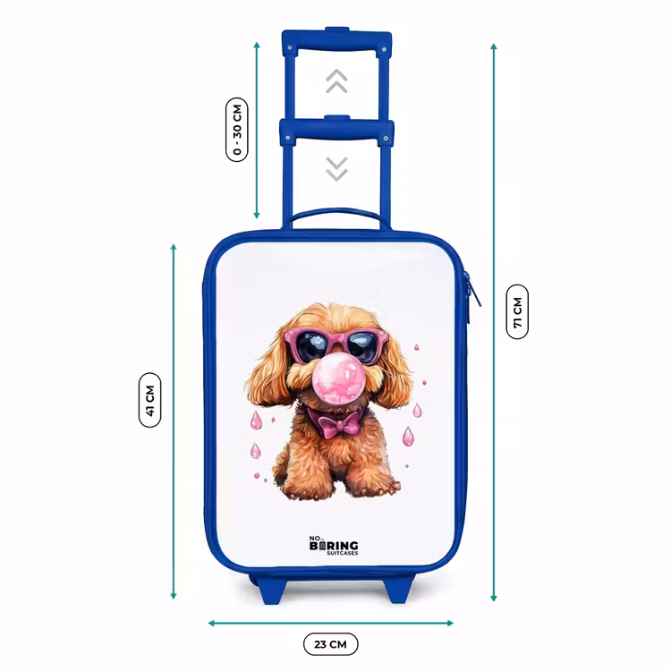 Kids’ Suitcase - Blue - Brown dog with pink glasses and gumball — 8