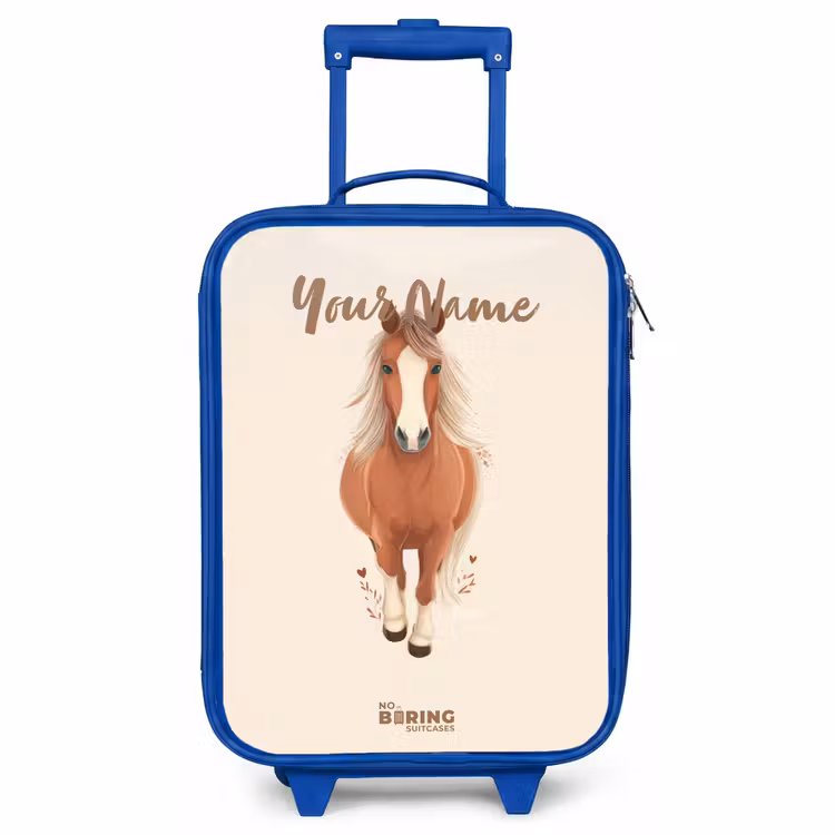 Kids’ Suitcase - Blue - Brown horse in gallop — 1