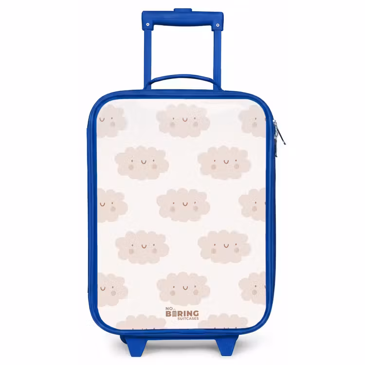 Kids’ Suitcase - Blue - Cheerful clouds with faces on cream background — 1