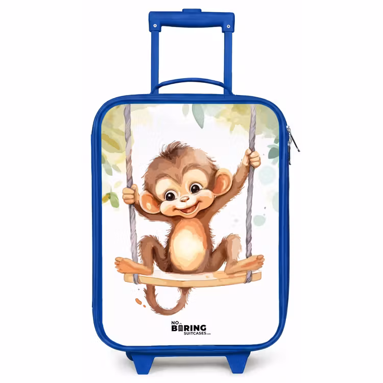 Kids’ Suitcase - Blue - Cheerful monkey on a swing illustration — 1