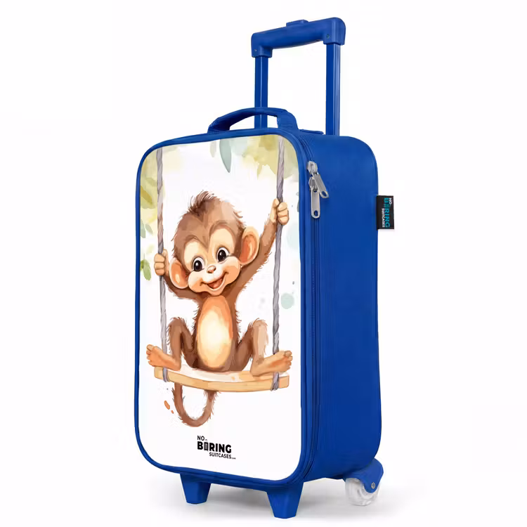Kids’ Suitcase - Blue - Cheerful monkey on a swing illustration — 3