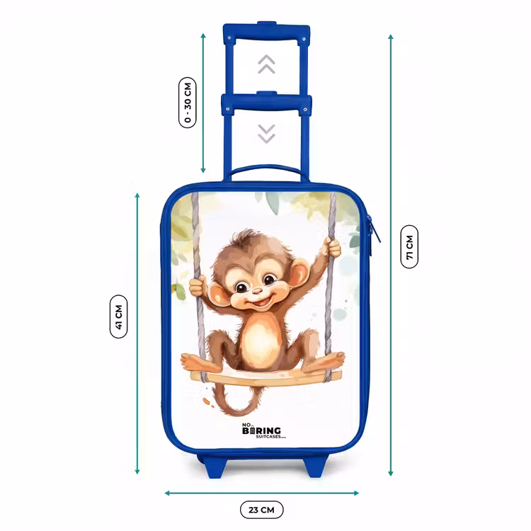Kids’ Suitcase - Blue - Cheerful monkey on a swing illustration — 8
