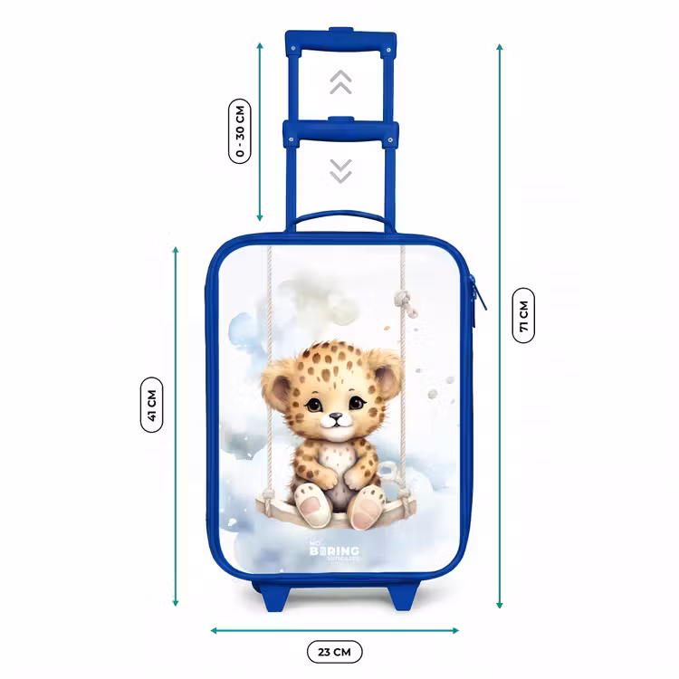 Kids’ Suitcase - Blue - Cheetah cub on a swing in the clouds — 8