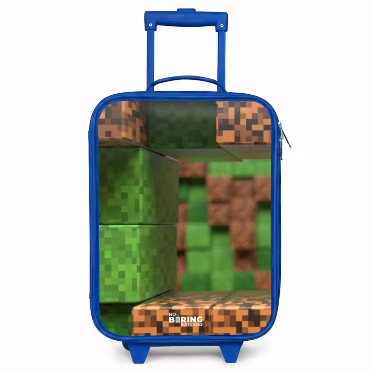 Kids’ Suitcase - Blue - Close-up with pixelated blocks — 1