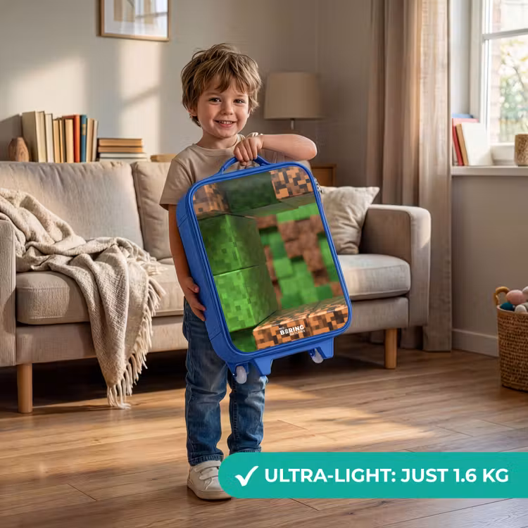 Kids’ Suitcase - Blue - Close-up with pixelated blocks — 4