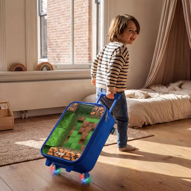 Kids’ Suitcase - Blue - Close-up with pixelated blocks — 5