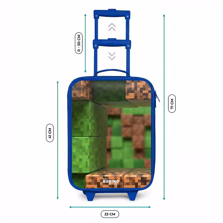 Kids’ Suitcase - Blue - Close-up with pixelated blocks — 8