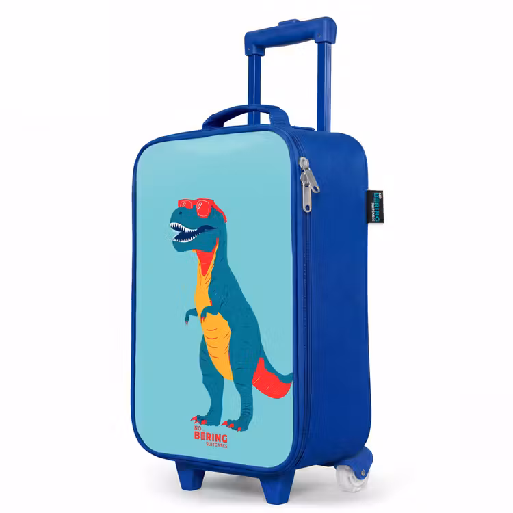 Kids’ Suitcase - Blue - Cool T. rex with sunglasses — 3