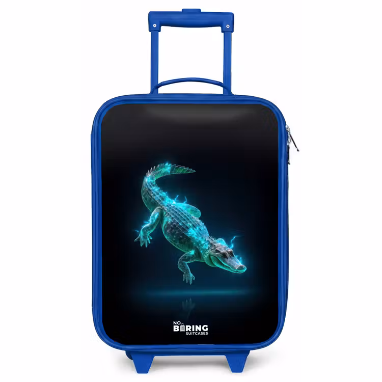 Kids’ Suitcase - Blue - Cyber crocodile in action pose — 1