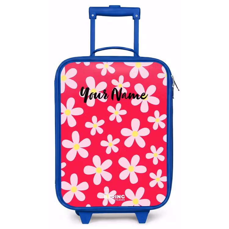 Kids’ Suitcase - Blue - Daisy mania hotpink — 1