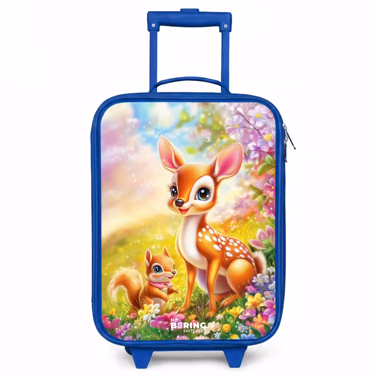 Kids’ Suitcase - Blue - Deer and squirrel in colorful field of flowers — 2