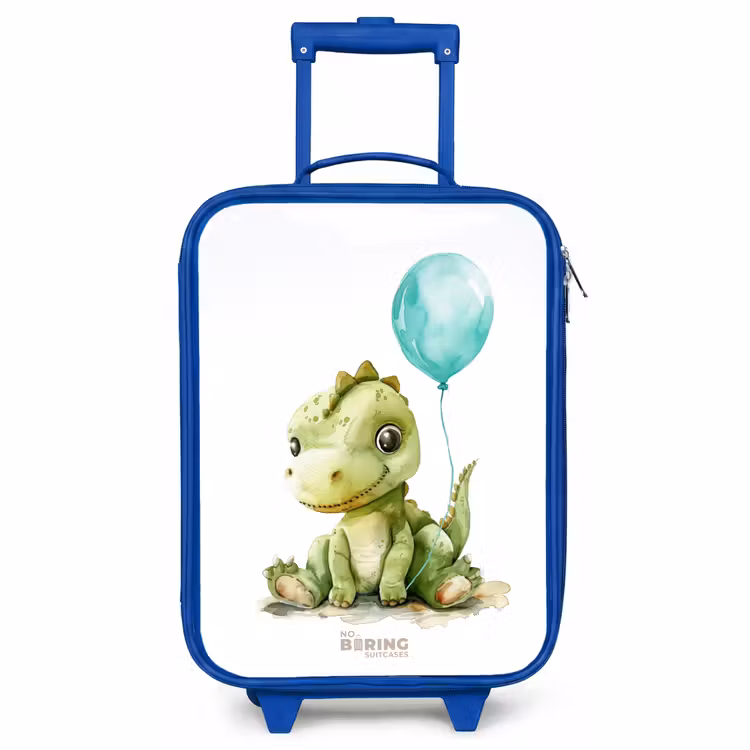 Kids’ Suitcase - Blue - Dino with blue balloon — 2