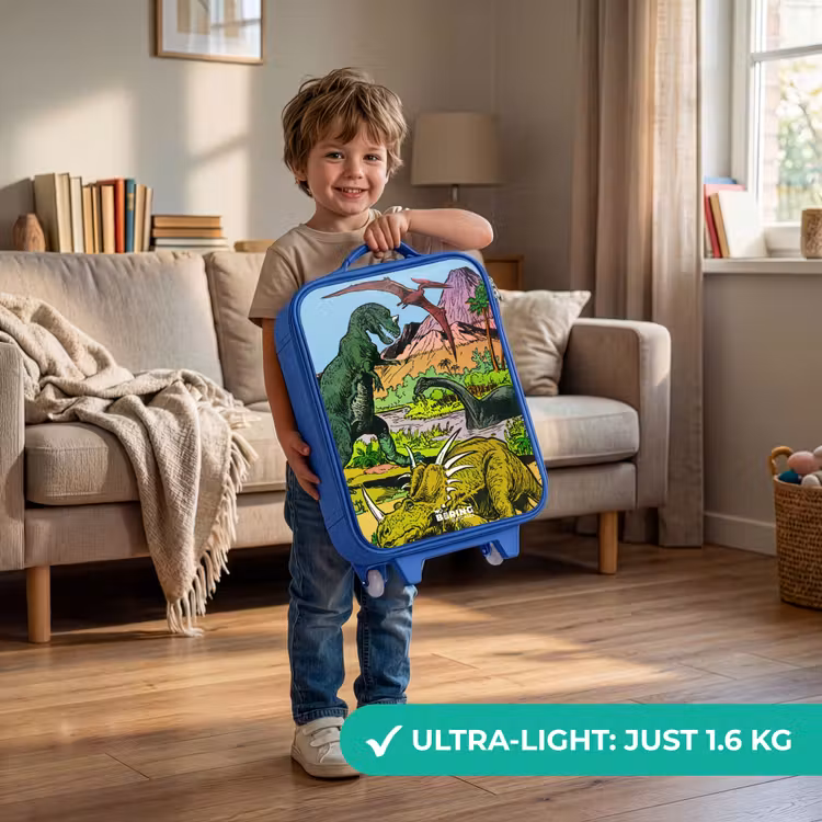 Kids’ Suitcase - Blue - Dinos at a volcano — 4