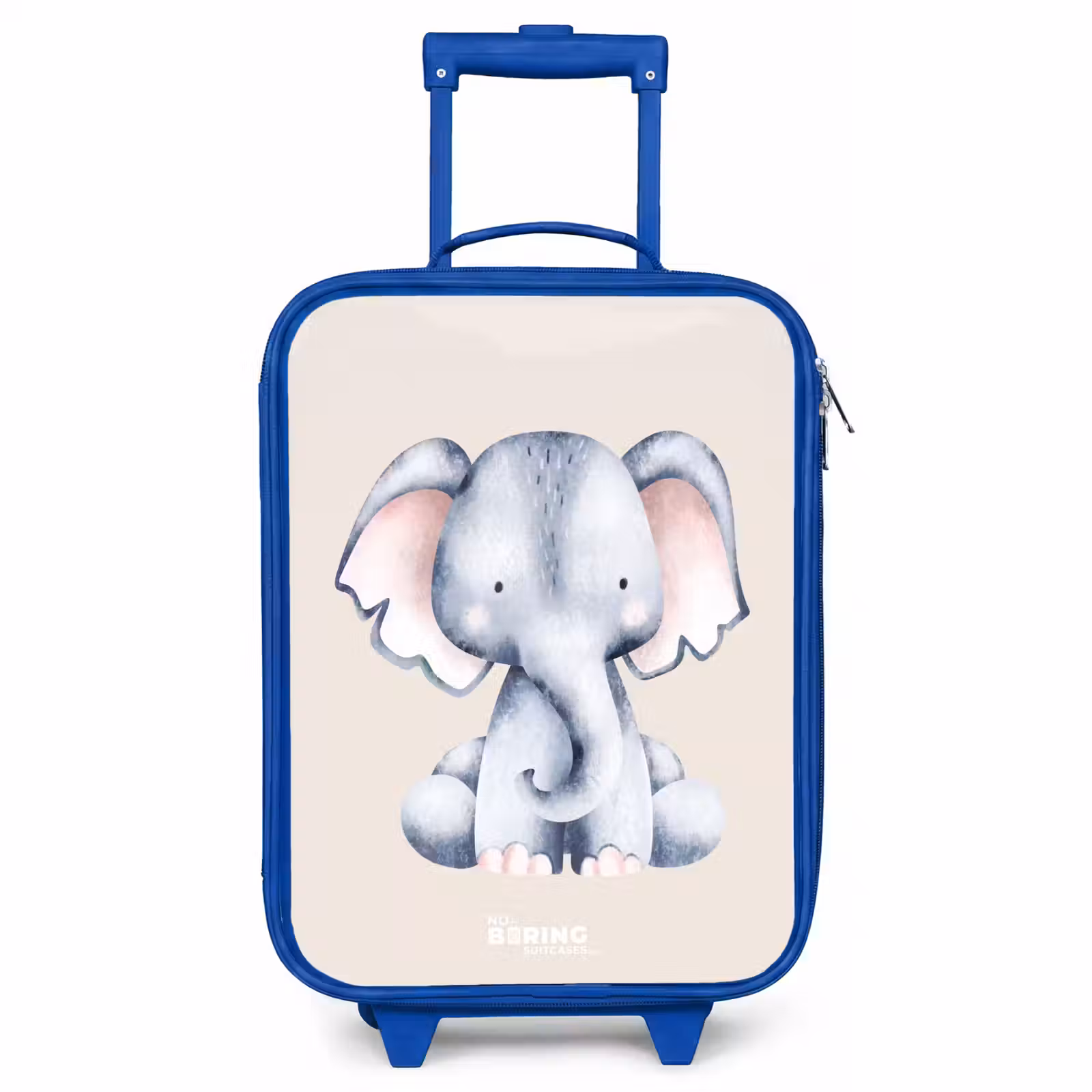 Kids’ Suitcase - Blue - Elephant drawing against a beige background — 1