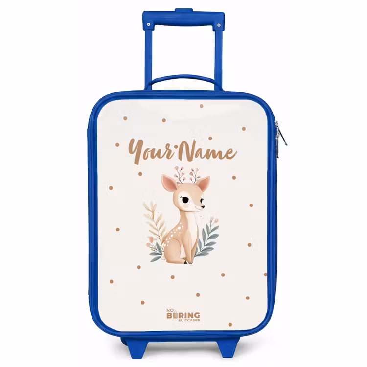 Kids’ Suitcase - Blue - Deer with plants in a field of dots — 1