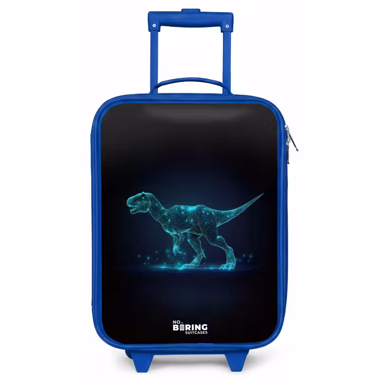Kids’ Suitcase - Blue - Digital T-Rex in blue light field — 1