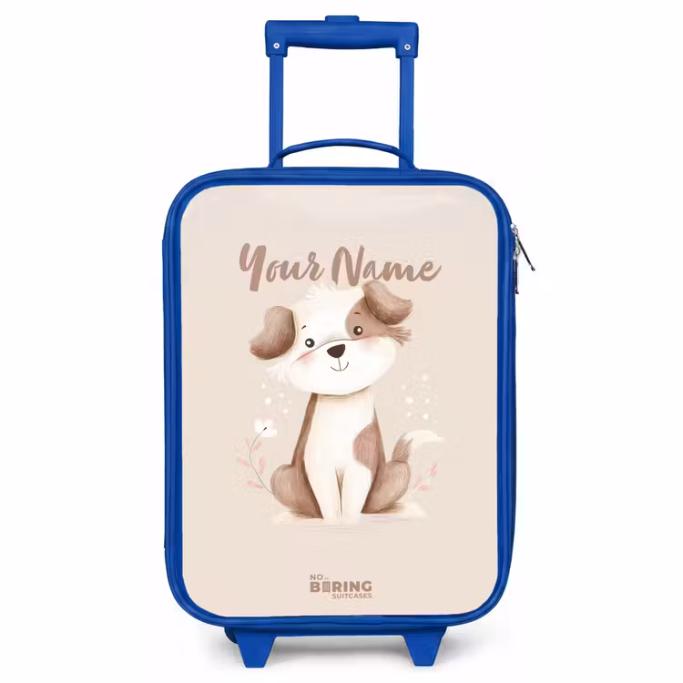 Kids’ Suitcase - Blue - Dog in the colors brown and beige — 1